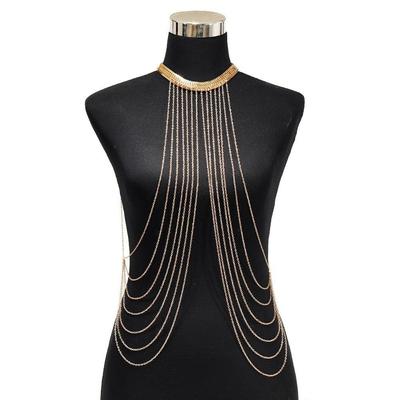 European & American Fashion Multi-layer Metal Snake Chain Tassel Body Chain