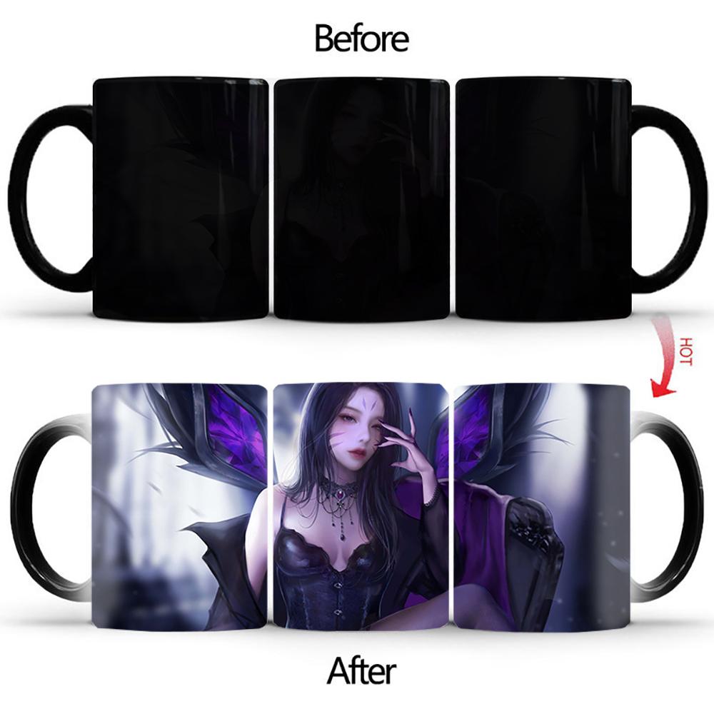 Black Leather Girl Color Changing Mug BSKT- 156 Ceramic Cup Color Change Mugs Coffee Cups Sublimation Tumblers Drinkware Custom
