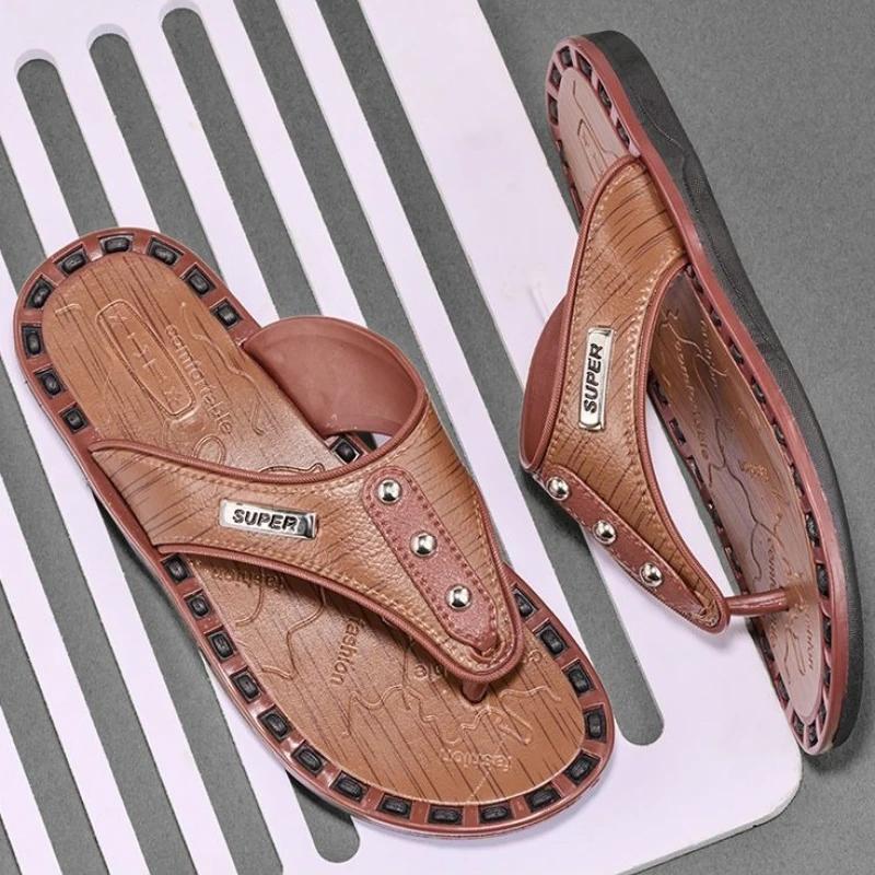 Fashion Flip Flops Male Slipper Sabot Slides Shiatsu Beach Soft Flat Low Price 2025 Style High Quality Fashion Pvc Y2k Casual Men's Shoe