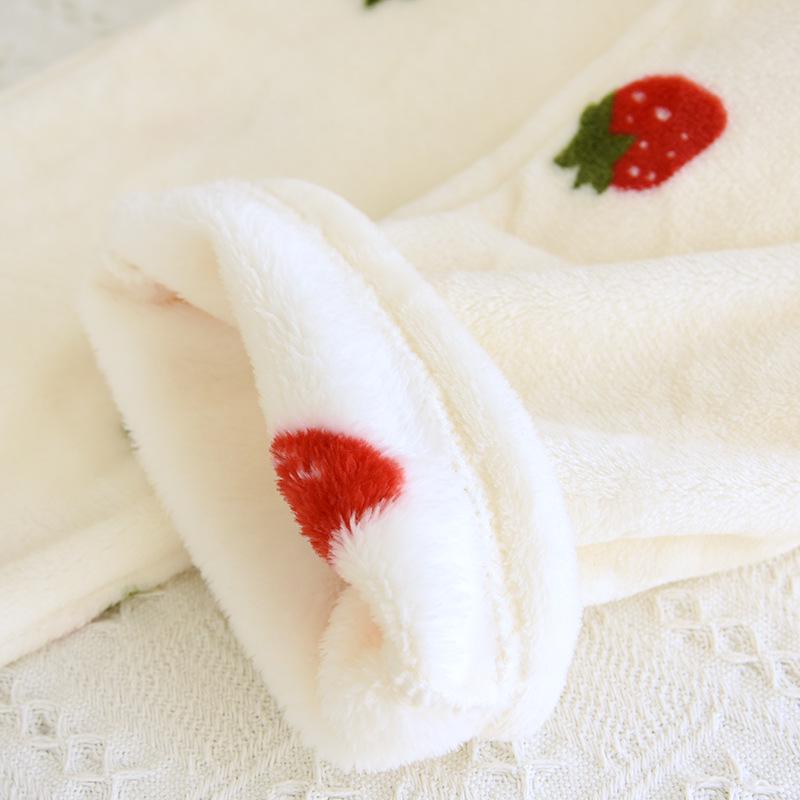 Women's Thick Flannel V-Neck Pajama Set - Warm Long Sleeve Cardigan Style for Home or Outdoors