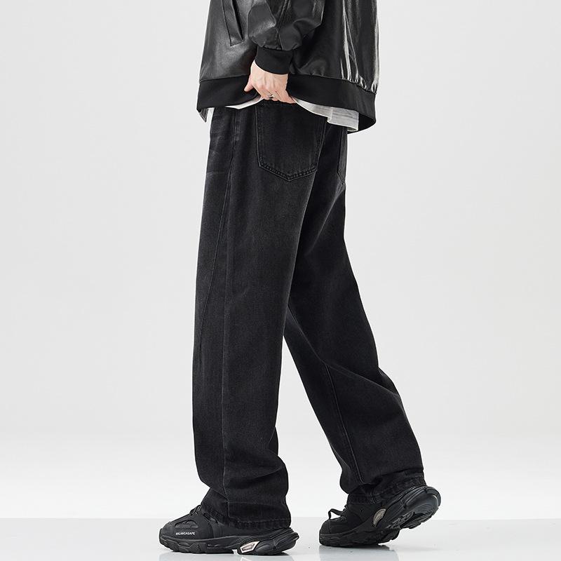 New Spring and Autumn Retro Jeans for Men's High Street Loose Straight Wide-leg Pants