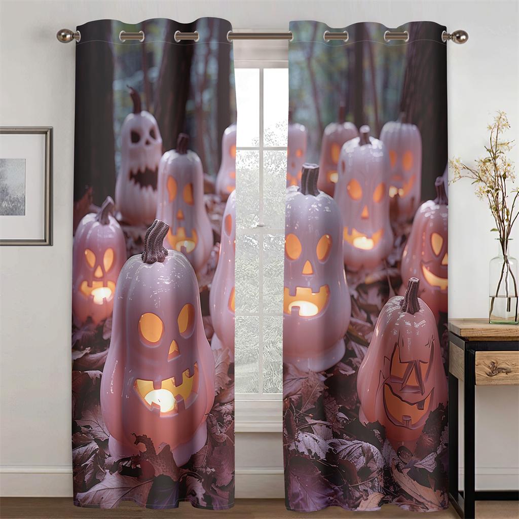 Cream Nan Gua Lamp Pink Lovely Terror Curtains Suitable for Children's Room Living Room Bedroom Kitchen Balcony Decoration 2 Pcs