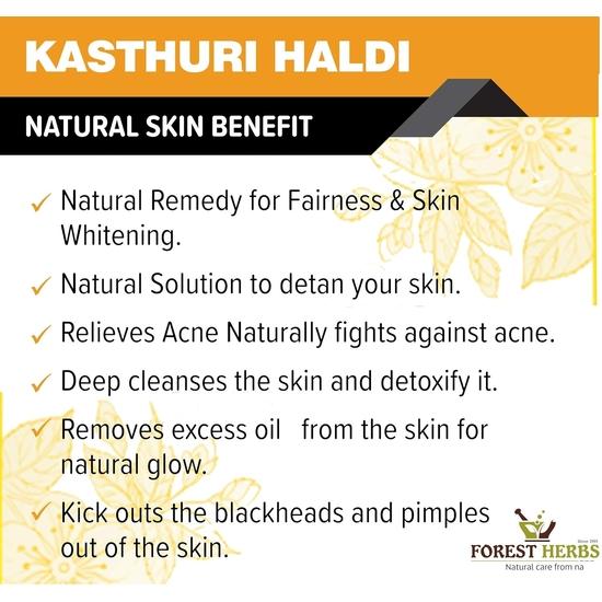 THE FOREST HERBS Natural Care from Nature Kasturi Haldi Powder For Natural Finish Face (100 Grams) For Glowing Skin | Kasturi Manjal | 100% Natural