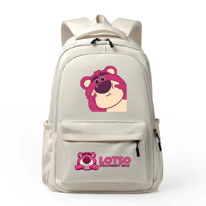 Cute Strawberry Bear Trend Backpack Men'S And Women'S Leisure Campus Student School Bag