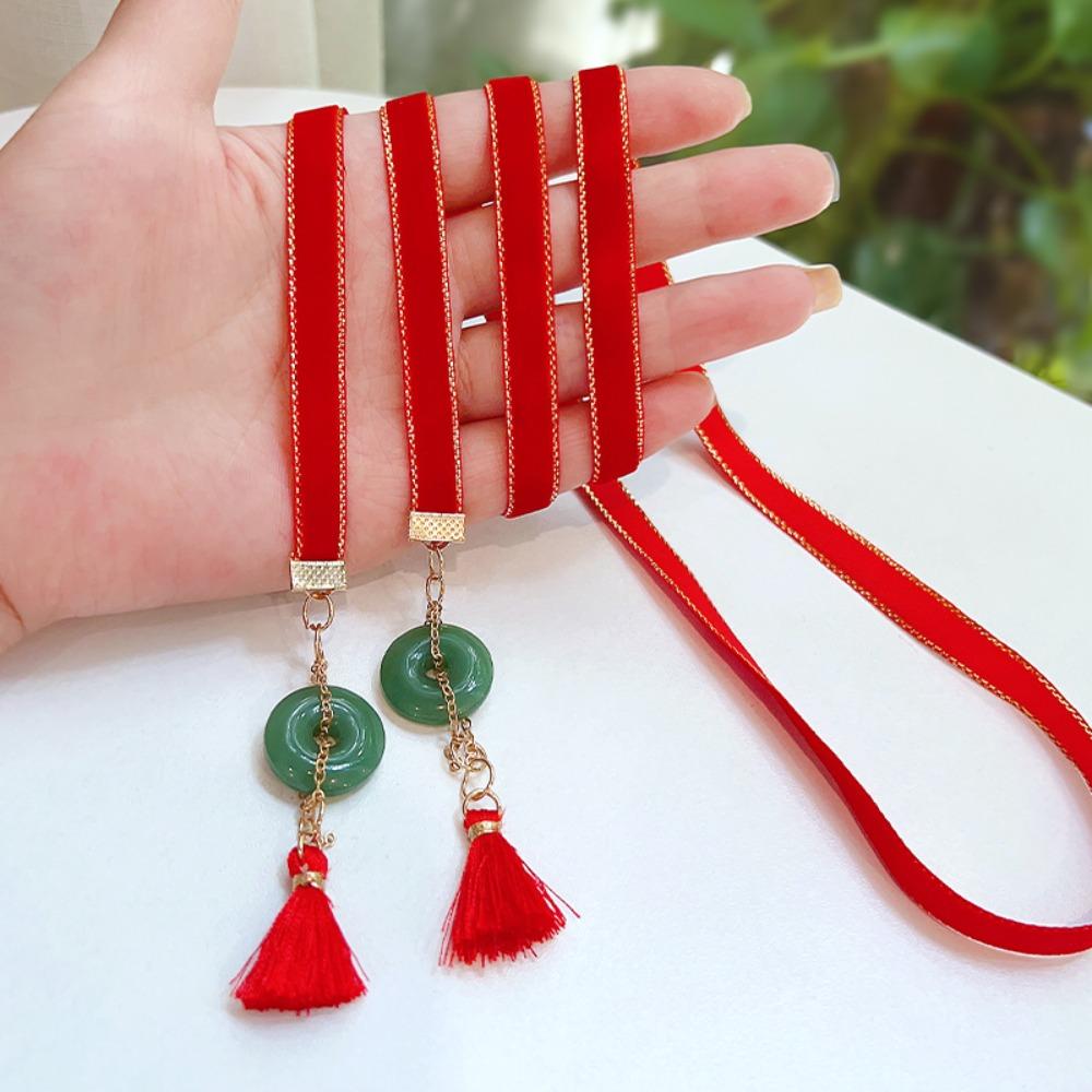 Tassel Satin Red Long Headband Butterfly Chinese Long Hairband Sweet New Year Hair Rope  Festival