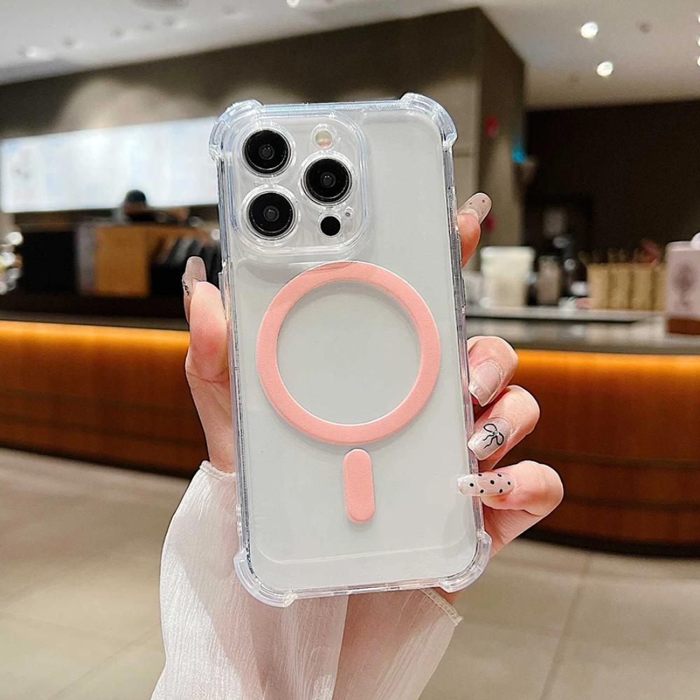 Strong Magnetic Magsafe Wireless Charging Transparent Case For iPhone 17Air 16 15 14 13 12 11 Pro Max Shockproof Silicone Clear Soft 7/8Plus XR Cover