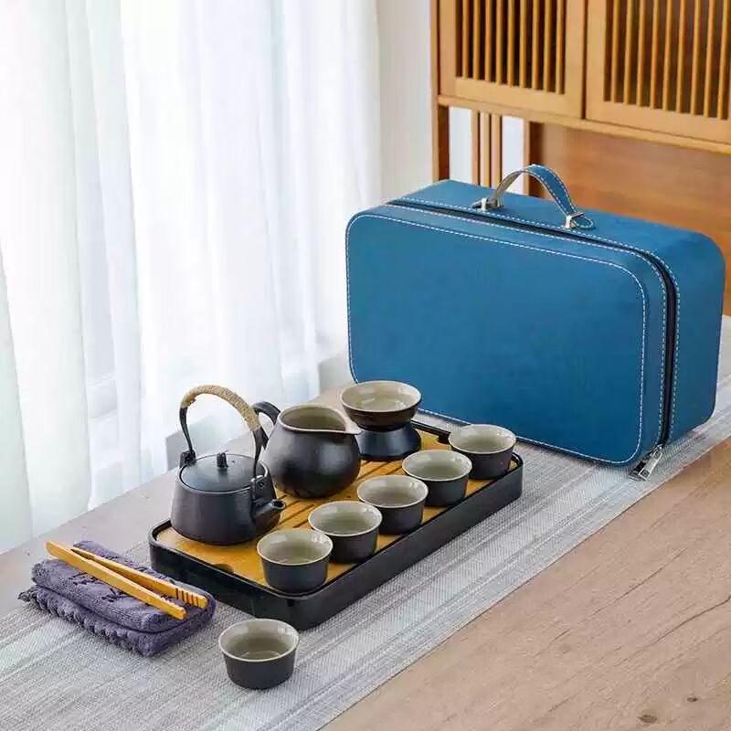 

Qianyu Modern Japanese Ceramic Kung Fu Tea Set with Stone Tray