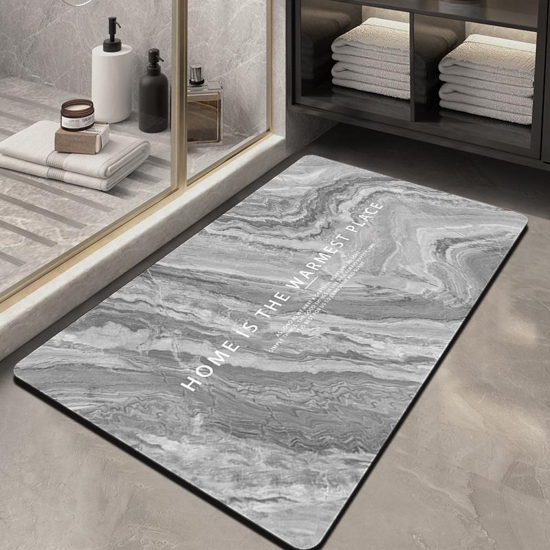 Modern Simple Marble Bathroom Toilet Water Absorption Quick-drying Pad Rubber Non-slip Home Entrance Door Mat