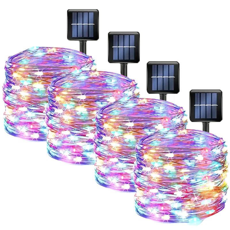 1 2 3 4 5Packs Solar Led Fairy Light Outdoor Christmas Lights 8Modes Copper Wire Lights Waterproof Garden Tree Patio Decor