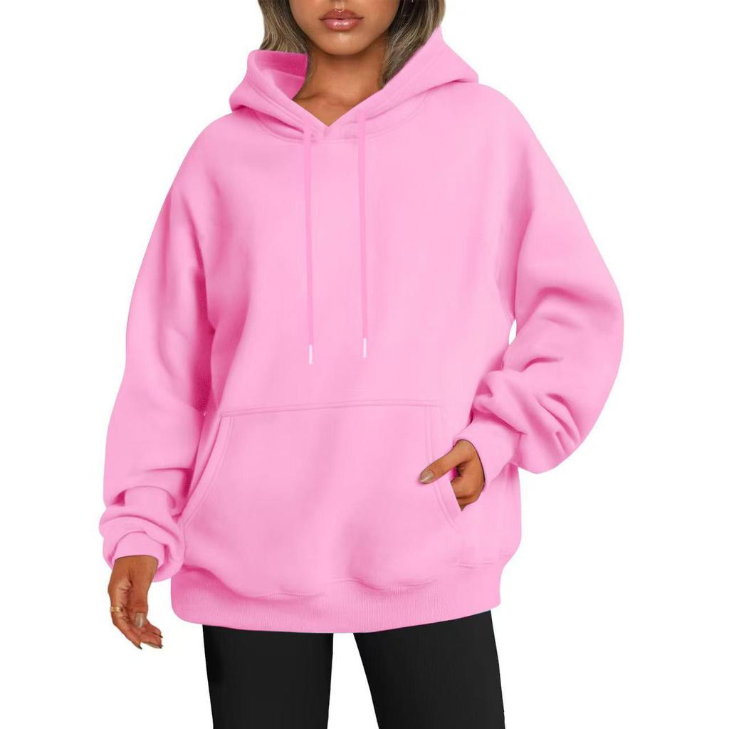 Unisex Loose Casual Autumn/Winter Hooded Pullover with Drawstring and Drop Shoulder Sleeves