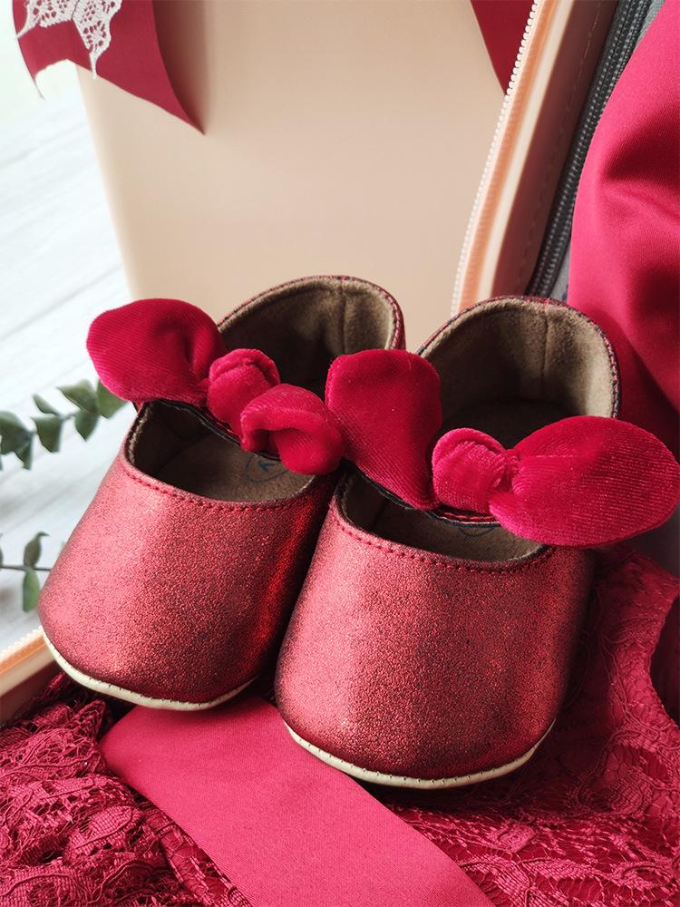 Baby Girl Red Lace Rose Dress - First Birthday Princess Outfit with Gift Box