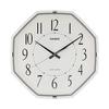CASIO Wall Clock, Wall Clock, Radio Clock, Function, Step Second Hand, White, Analog, Octagonal IQ-1007J-7JF