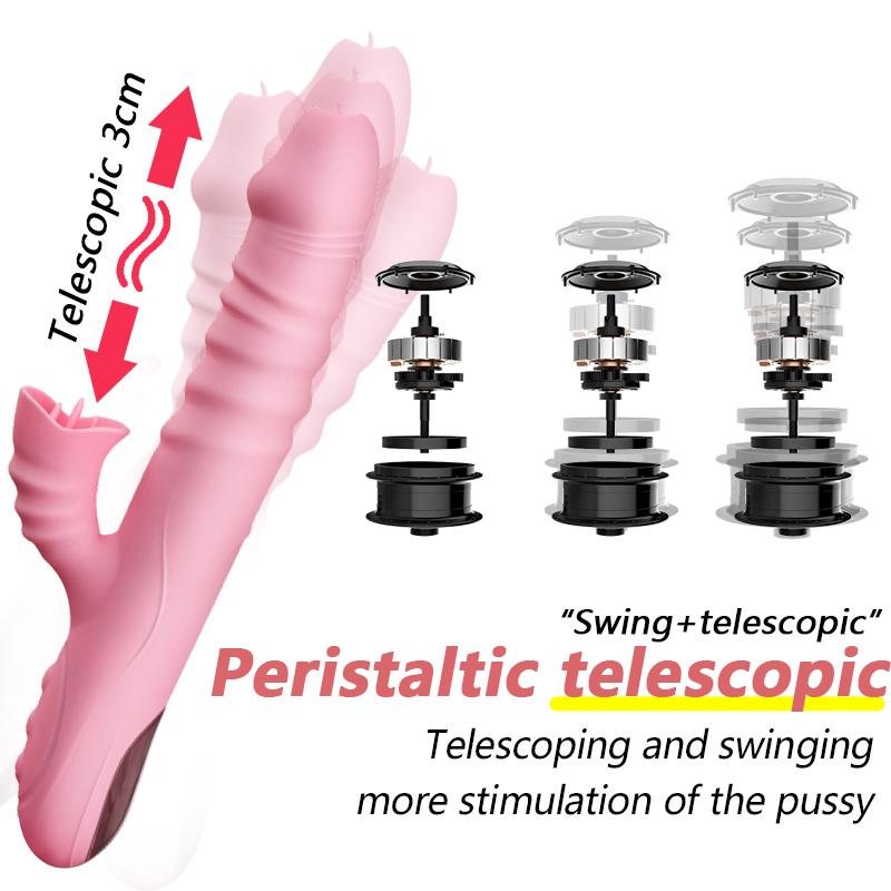G-spot Vibrator Tongue Licking Telescopic Vaginal Massagers Licking Clitoris G-spot Stimulation Masturbate Dildo SexToy for Women