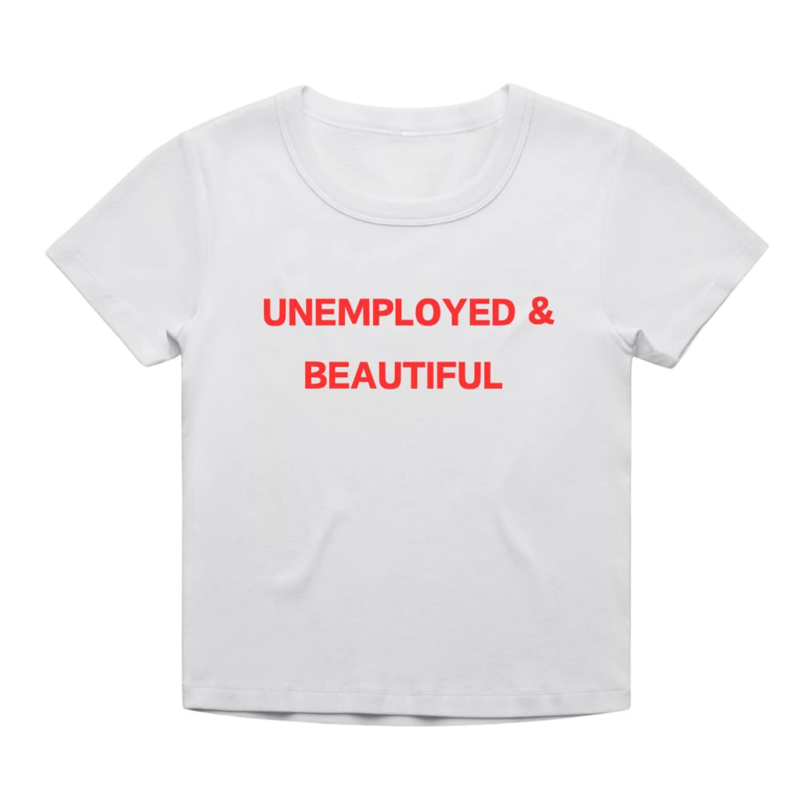 Y2K Cropped Tee - Unemployed, Hand Screen Printed M