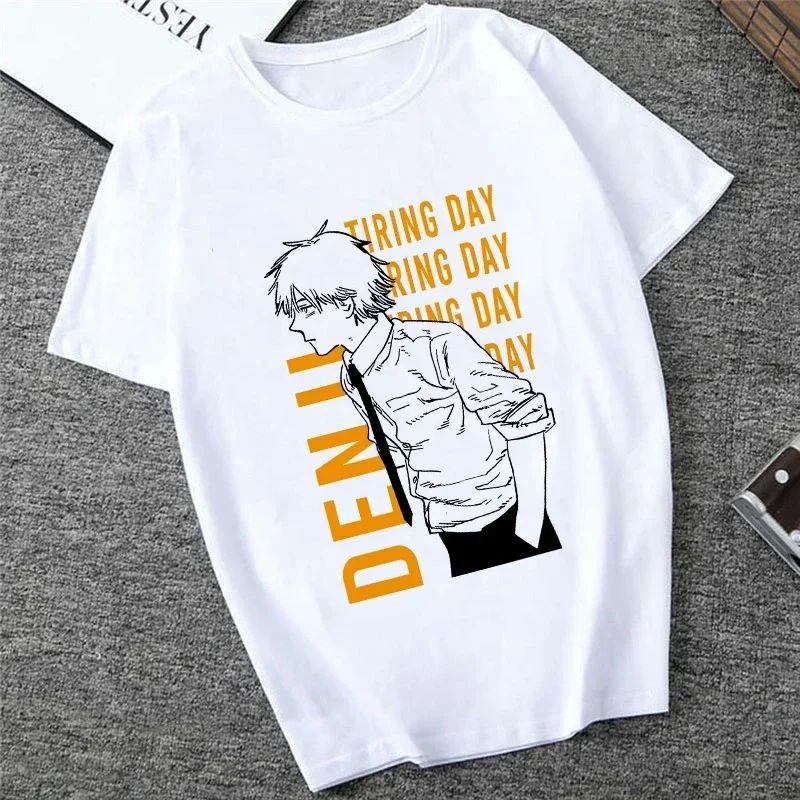 Harajuku Tops Anime Tshirt Unisex Chainsaw Men T Shirt Women Funny Cartoon Pochita Makima T-shirt Graphic Tees Tops Female 90