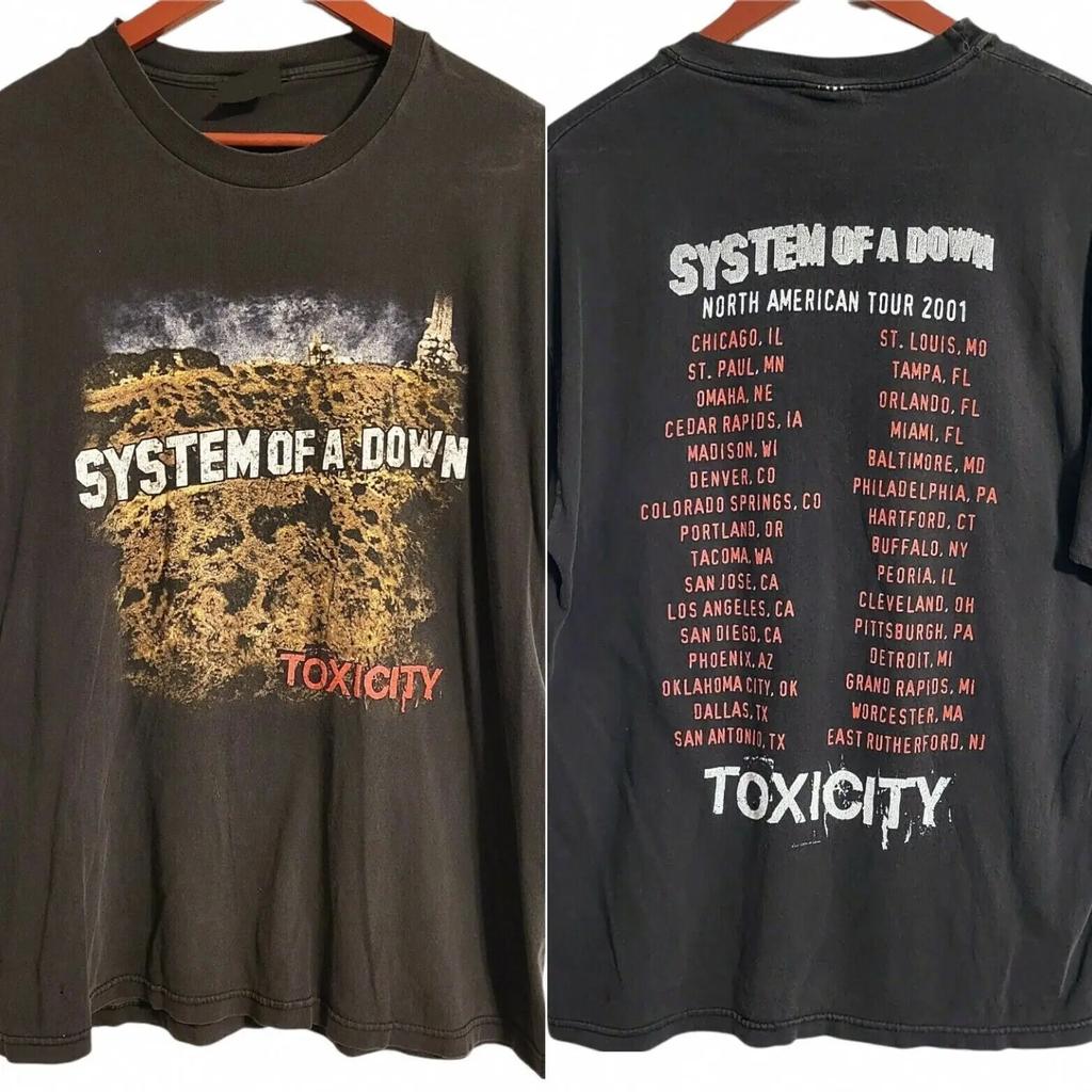 Vtg System Of A Down Toxicity Tour Print Short Sleeve T-Shirt Unisex S-3Xl Women Men Print T Shirt New Tee Tshirt Womens Tops
