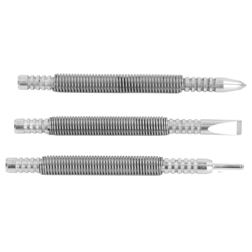Set of 3 Spring Nails, Spring-Loaded Nails, Carbon Steel Spring-Loaded Design, 3500 PSI Shock Nail Set & Counterpunch for Wood, Metal, and Glass
