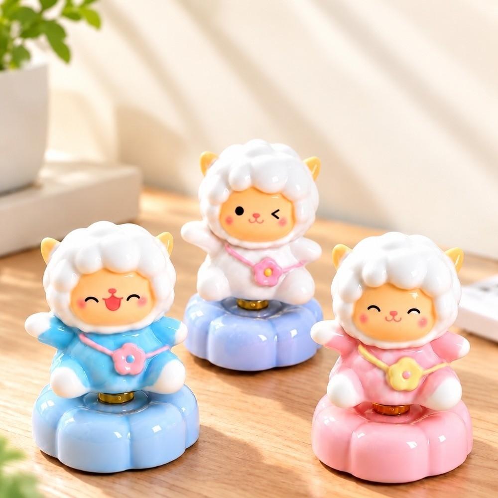 Moving Base Rotating Desk Ornament Porcelain Yearly Mascot Gift Cute Ceramic Sheep Spring Festival
