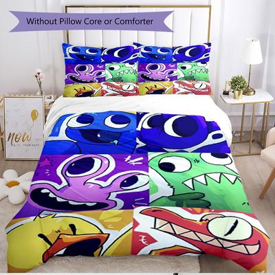 3pcs Duvet Cover Set (1*Duvet Cover + 2*Pillowcase, Without Core), Game Rainbow Friends Print Soft All‑Season Bedding Set, Home Bedroom Decor Gift