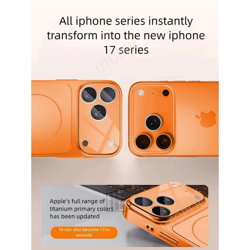 Luxury Large Frame Glass Lens Protect New Phone Case for iPhone 17 Air 16 15 14 13 Pro Max 17 Pro Magsafe Magnetic PC Hard Cover