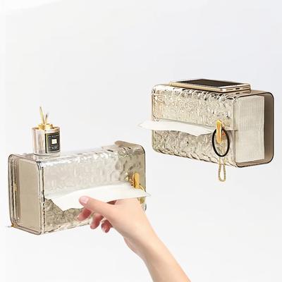 Scatola per Fazzoletti Multiuso Trasparente Rettangolare Scatola Porta Fazzoletti da Bagno Montata a Parete Porta Rotolo di Carta Igienica Scatola per Tovaglioli da Tavolo