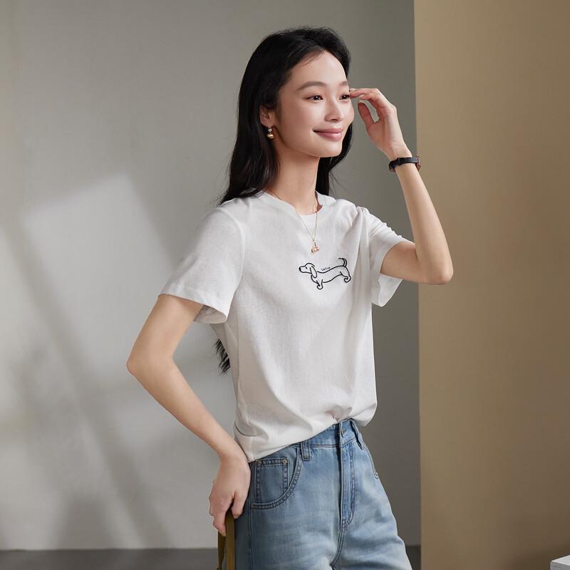 SOFSIL Women s Dachshund Embroidered T-Shirt L