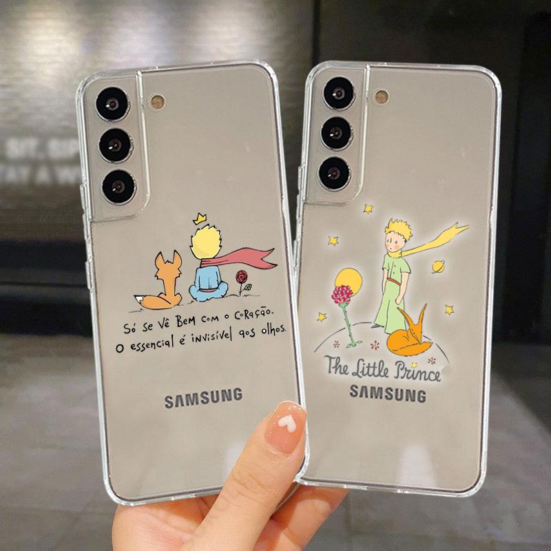 Průhledný kryt pro Samsung Galaxy S22 S20 FE S21 S10 S9 Plus Note 20 Ultra 10 Lite 9 Měkký TPU telefonní obal Kreslený Malý princ
