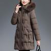 Middle Age Woman Winter Coats Hooded Faux Fur Collar Casual Thick Warm Long Parkas Women's Jackets