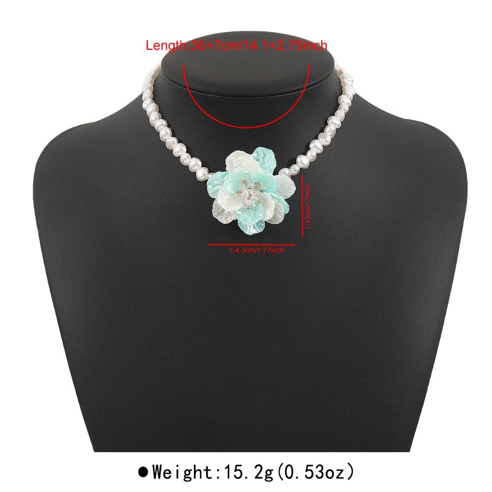Camellia Flower Imitation Pearl Necklace Romantic Clavicle Chain Necklace  Fashion Jewelry