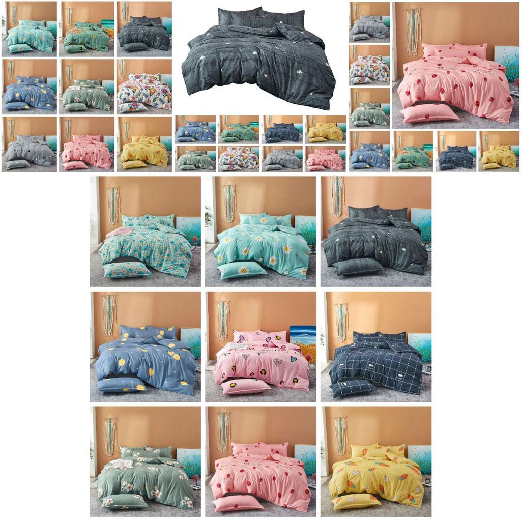 Polished Floral Print Duvet Cover And Pillowcase Set In Soft Polyester Material