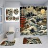 Japanese Style Retro Landscape Shower Curtain Bathroom Partition Curtain  Bathroom Set With Shower Curtain And Rugs