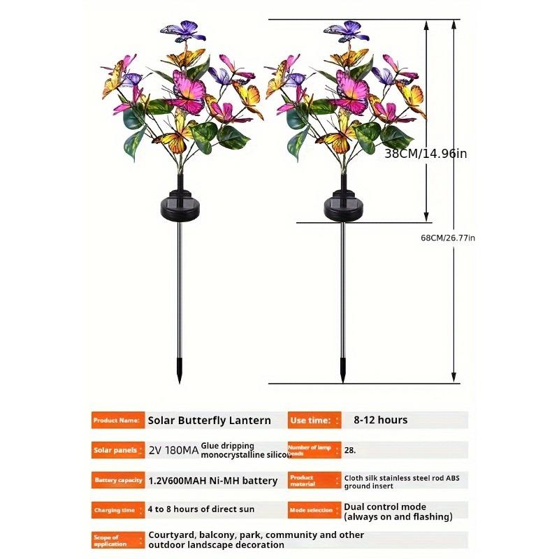 Solar Garden Colorful Butterfly LED Light, Solar Light Outdoor Waterproof, Outdoor Christmas Light, Courtyard Lawn Path Garden Decoration