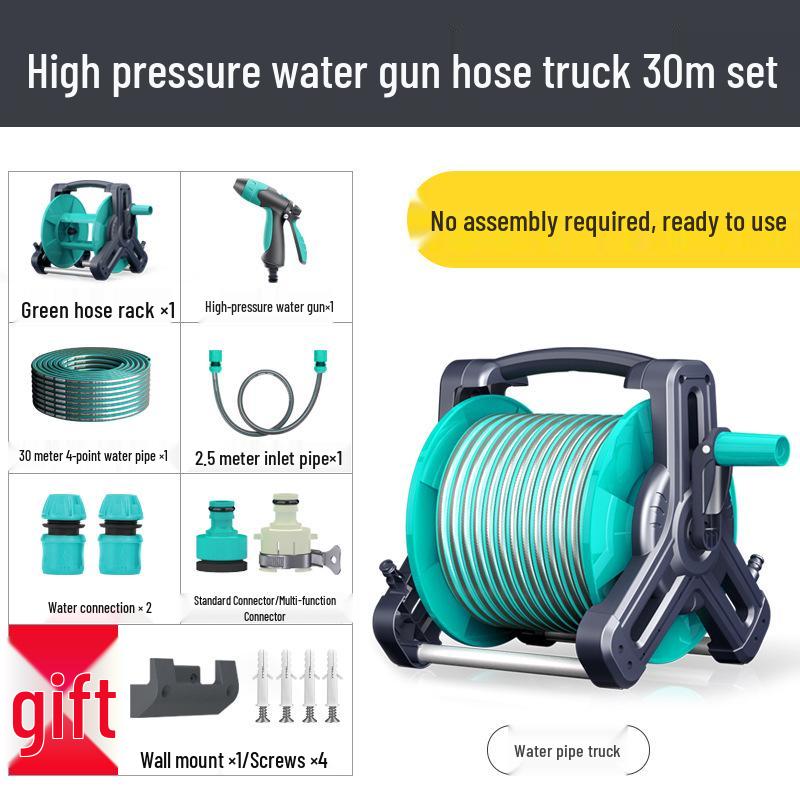 High-Pressure Garden Hose: Versatile Watering & Car Wash Gun with Retractable Reel for Gardening & Home Use