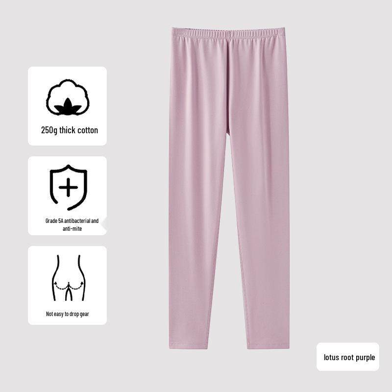 Women's Extra Thick Pure Cotton Plus Size Warm Autumn Pants 250g - Antibacterial Base Layer