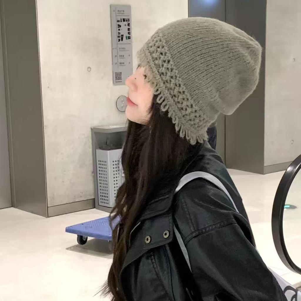 New Fashionable Tassel Edged Knitted Hat for Women  Versatile Face Showing Small Woolen Cold Hat  Korean Style Trendy Hat