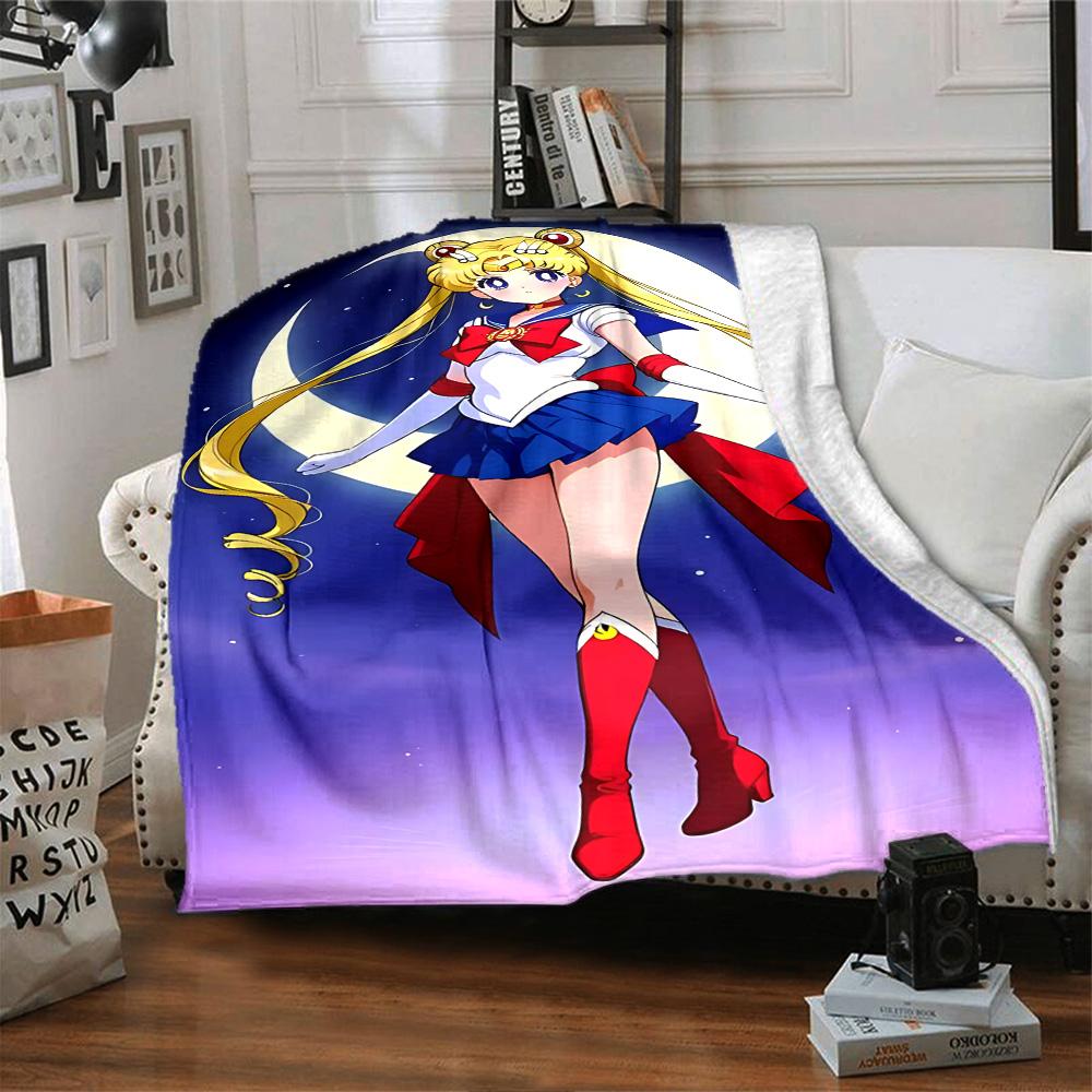 1pc Sailor Moon Adventure Flannel Blanket for Super Soft Cute Comfort Blanket for Travel Bedding Couch Sofa Blanket Y73022