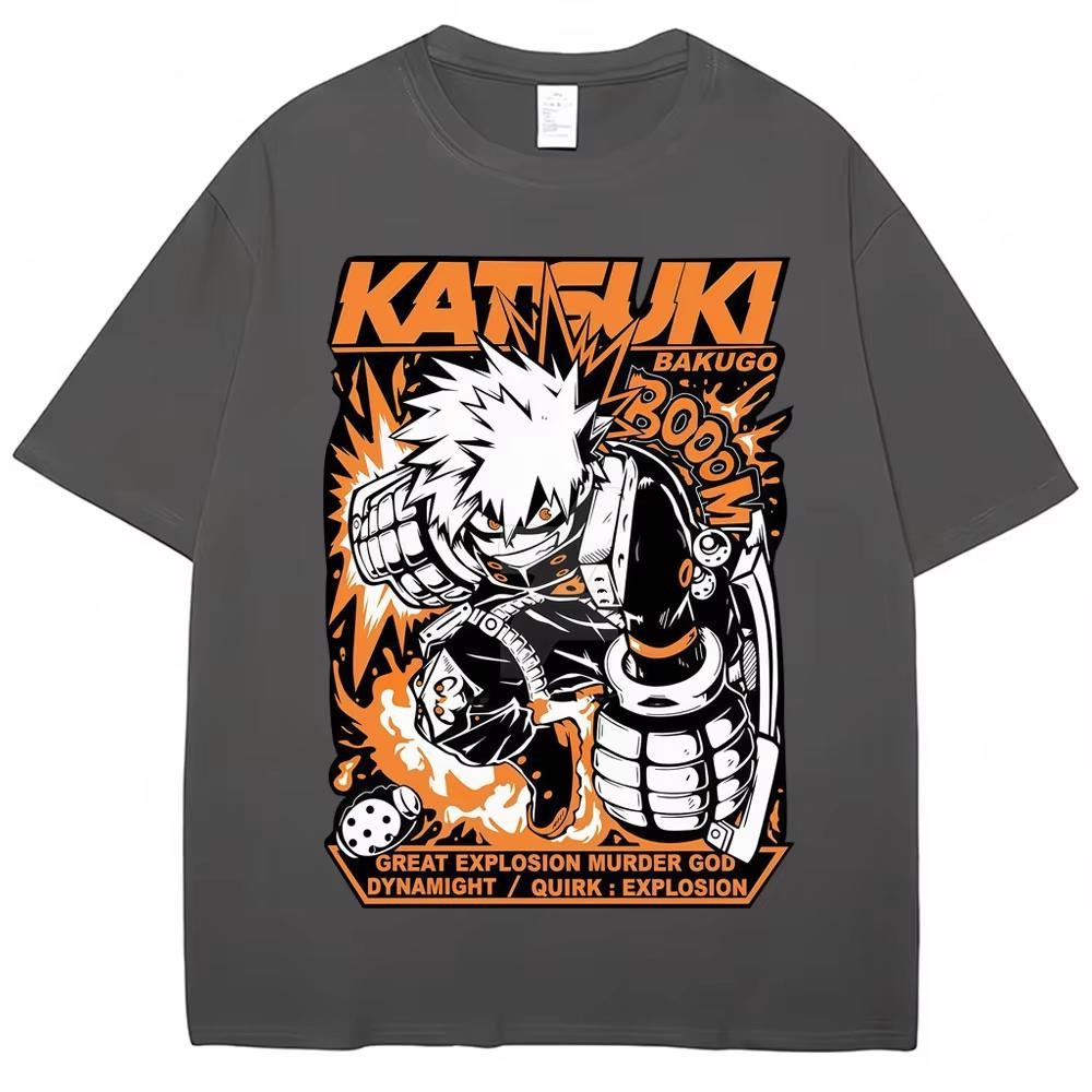 Anime My Hero Academia Bakugo Katsuki Print TShirts Vintage Harajuku Fashion Unisex Women Tshirts pure Cotton Casual T Shirt