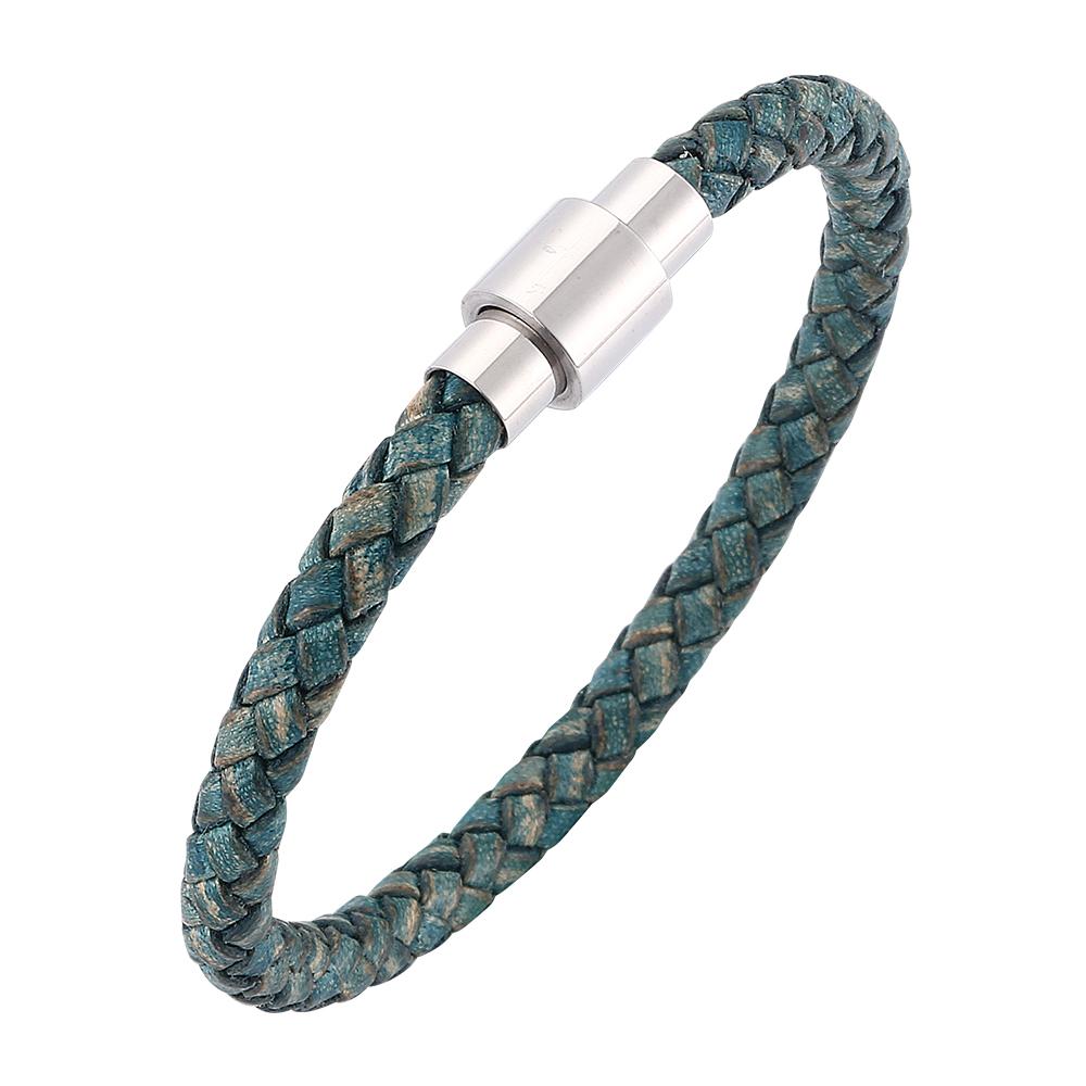 

Винтажный мужской женский зеленый кожаный браслет шарм из нержавеющей стали с пряжкой браслеты и браслеты ювелирные изделия подарок 175mm