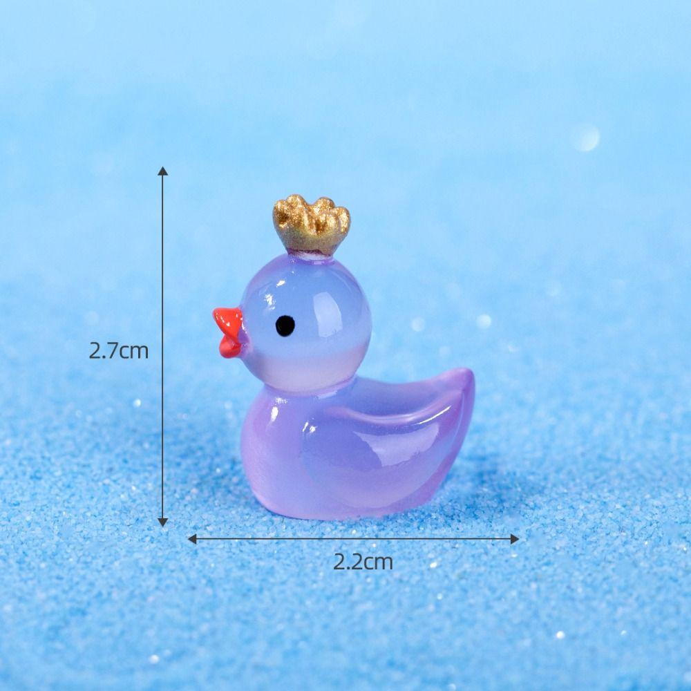 10pcs Cute Crown Small Ducks Miniature Animals Figurine Model New Mini Resin Ducks