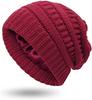 Womens Winter Warm Knitted Hat Satin Silk Lined Cable Knit Beanie Chunky Slouchy Skull Cap