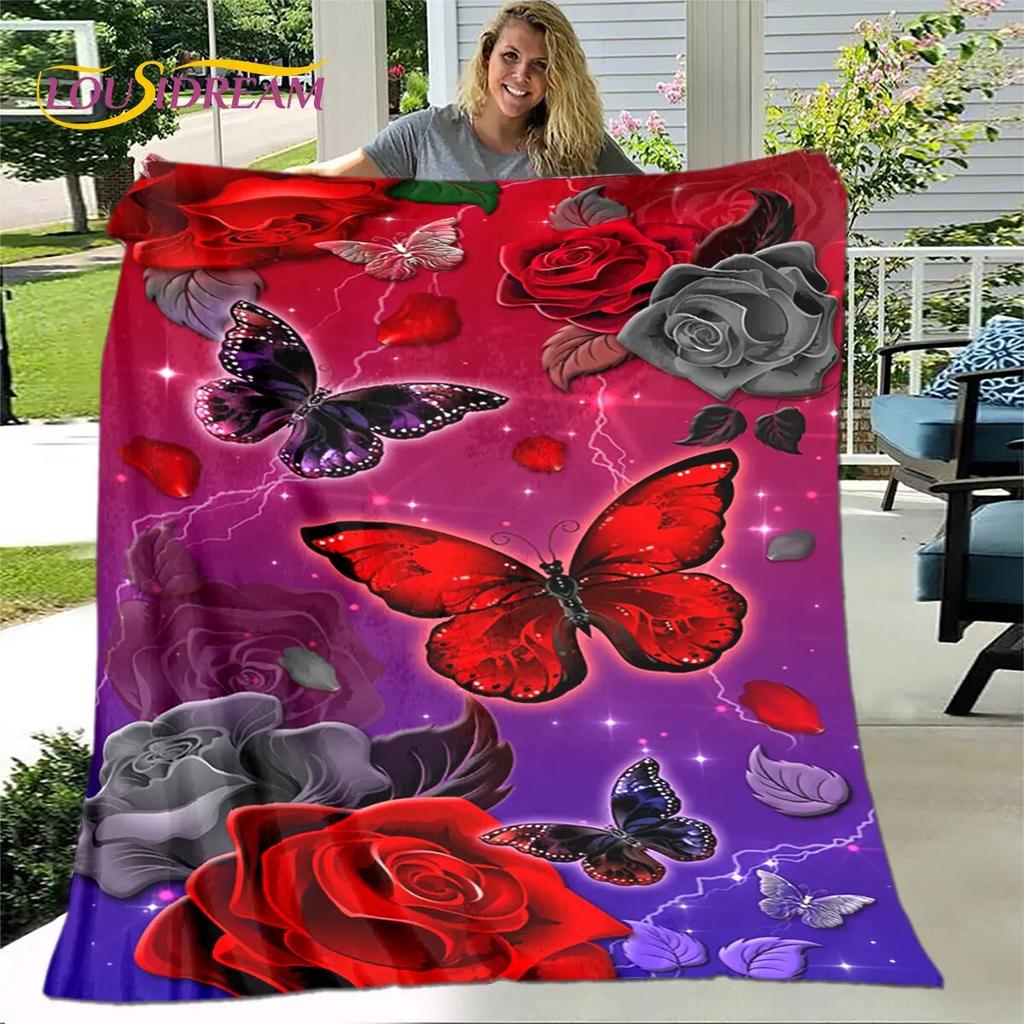 Newest 3D Rose Flower Sunflower Blanket,Flannel Blanket Throw Blanket,Sherpa Warm Blanket for Living Room Bedroom Beds Sofa Gift