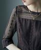 Back Ribbon Mermaid Lace Wedding Panel Mermaid M [etoll] Dress, Dress, Lace, Charcoal,