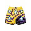 Men's star flame print mesh shorts, breathable drawstring casual shorts