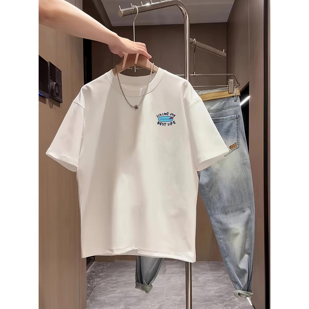 

Мужская повседневная летняя футболка из 100% хлопка с забавным графическим принтом на тему серфинга - F и H для повседневной носки и комфорта XXXXXL