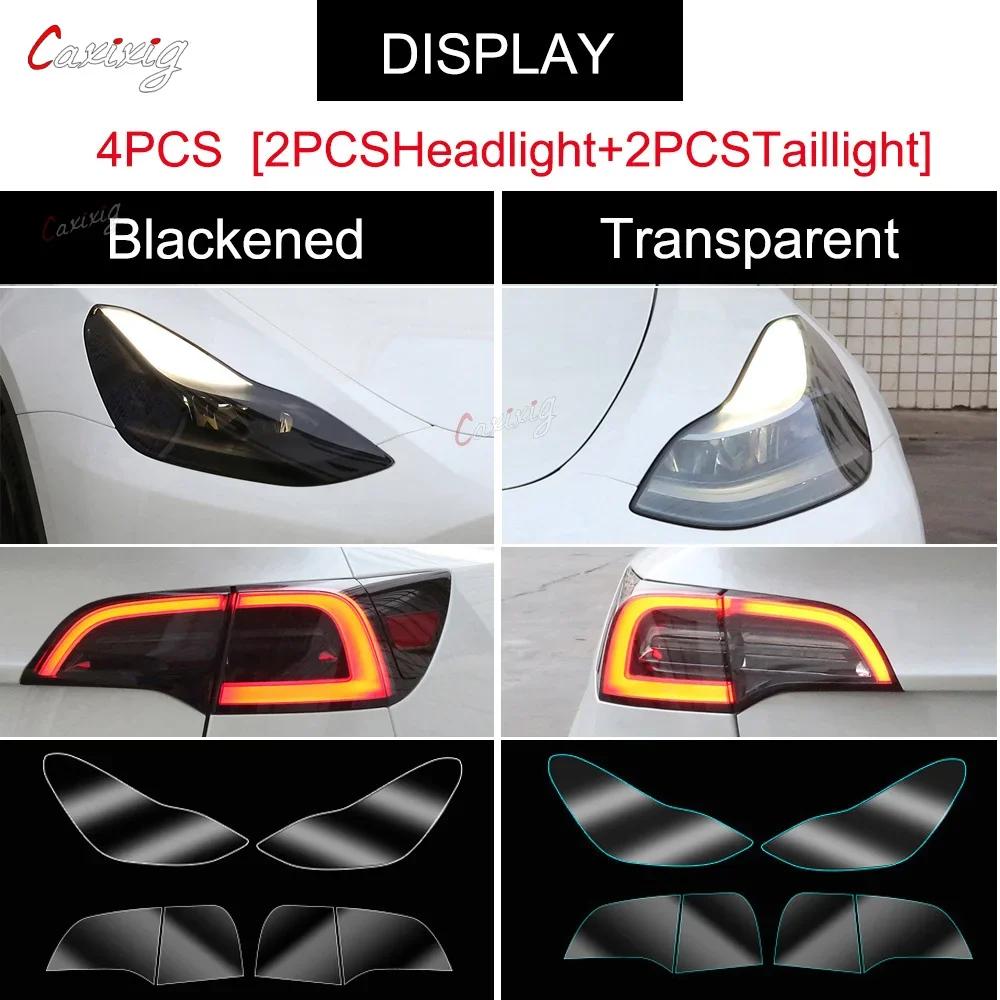 For Tesla Model 3 Y 2017- PPF Blackened Headlight Taillight Foglight Protective Film Modification Black Color Changing Films