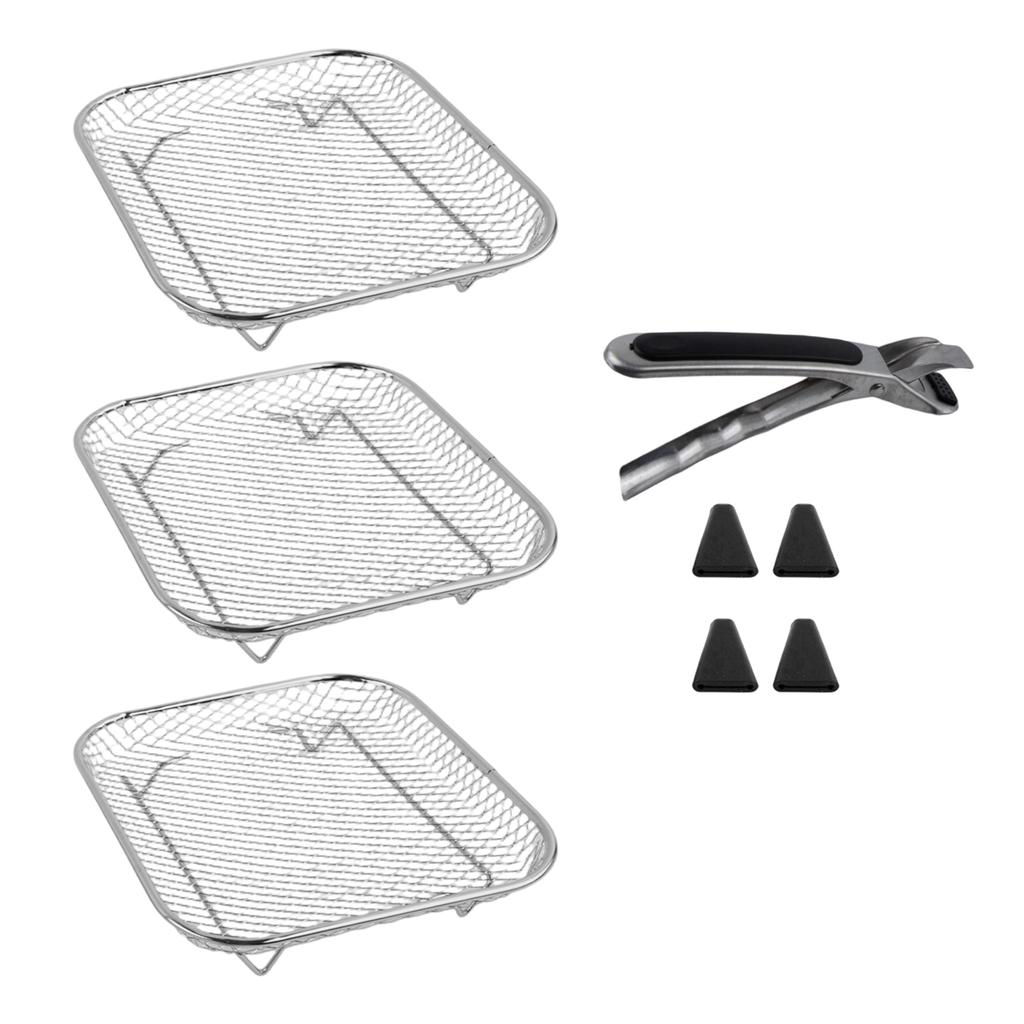 Kochrost Heißluftfritteuse Zubehör 19,5x13,5x9cm Rechteckiges Stapelbares Gestell Set Knusprige Textur Kochen Küche Kochen