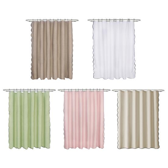 Sprchový závěs s vroubkovaným vzorem, odolný nepromokavý závěs s 12 háčky, pratelný, silný látkový sprchový závěs s černým okrajem do koupelny, hotelové vany