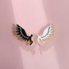 Elegant Black And White Wing Shaped Brooch Charming Geometric Angel Pin Accessory For All