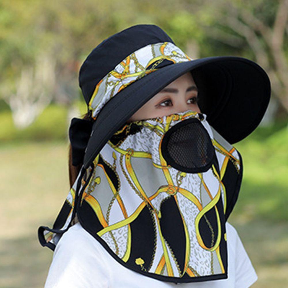 Fishing Caps Outdoor With Neck Flap Women Sun Hat Flower Print Bucket Hat Summer UV Protection