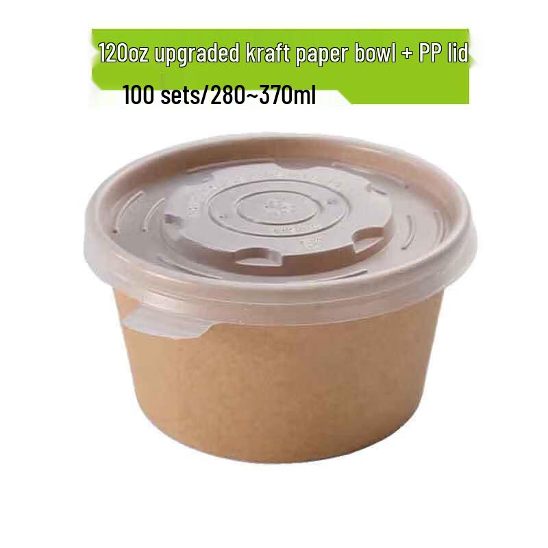 Homeglen Disposable Kraft Paper Bowls with Lids